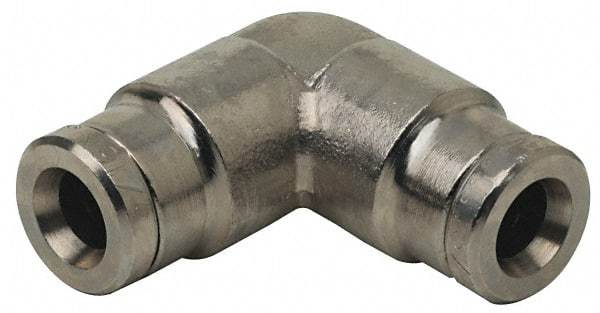 Norgren - 1/8" Outside Diam, Nickel Plated Brass Push-to-Connect Tube Union Elbow - 260 Max psi, Tube to Tube Connection - Industrial Tool & Supply