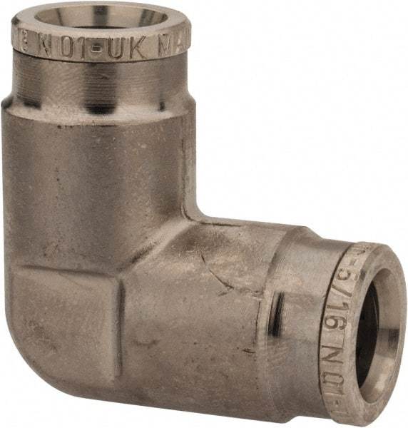 Norgren - 5/16" Outside Diam, Nickel Plated Brass Push-to-Connect Tube Union Elbow - 260 Max psi, Tube to Tube Connection - Industrial Tool & Supply