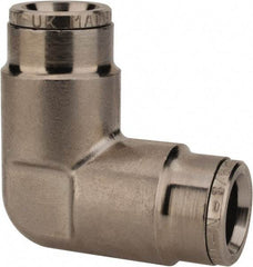 Norgren - 3/8" Outside Diam, Nickel Plated Brass Push-to-Connect Tube Union Elbow - 260 Max psi, Tube to Tube Connection - Industrial Tool & Supply