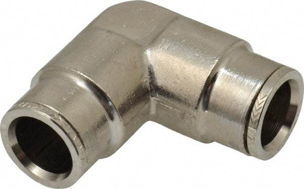 Norgren - 1/2" Outside Diam, Nickel Plated Brass Push-to-Connect Tube Union Elbow - 260 Max psi, Tube to Tube Connection - Industrial Tool & Supply