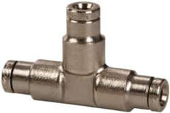 Norgren - 1/8" Outside Diam, Nickel Plated Brass Push-to-Connect Tube Union Tee - 260 Max psi, Tube to Tube Connection - Industrial Tool & Supply