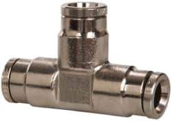 Norgren - 1/4" Outside Diam, Nickel Plated Brass Push-to-Connect Tube Union Tee - 260 Max psi, Tube to Tube Connection - Industrial Tool & Supply