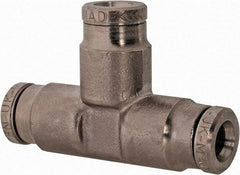 Norgren - 3/16" Outside Diam, Nickel Plated Brass Push-to-Connect Tube Union Tee - 260 Max psi, Tube to Tube Connection - Industrial Tool & Supply