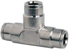 Norgren - 3/8" Outside Diam, Nickel Plated Brass Push-to-Connect Tube Union Tee - 260 Max psi, Tube to Tube Connection - Industrial Tool & Supply