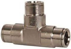 Norgren - 1/2" Outside Diam, Nickel Plated Brass Push-to-Connect Tube Union Tee - 260 Max psi, Tube to Tube Connection - Industrial Tool & Supply