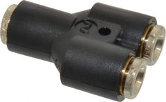 Norgren - 1/4" Tube OD, Nickel Plated Brass Push-to-Connect Tube Union Y - Tube to Tube Connection, 260 Max psi - Industrial Tool & Supply
