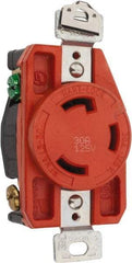 Cooper Wiring Devices - 125 VAC, 30 Amp, L5-30R NEMA, Isolated Ground Receptacle - 2 Poles, 3 Wire, Female End, Orange - Industrial Tool & Supply