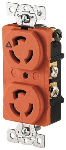 Cooper Wiring Devices - 125 VAC, 15 Amp, L5-15R NEMA, Isolated Ground Receptacle - 2 Poles, 3 Wire, Female End, Orange - Industrial Tool & Supply