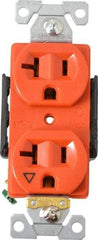 Cooper Wiring Devices - 125 VAC, 20 Amp, 5-20R NEMA Configuration, Orange, Industrial Grade, Isolated Ground Duplex Receptacle - 1 Phase, 2 Poles, 3 Wire, Flush Mount, Chemical and Impact Resistant - Industrial Tool & Supply