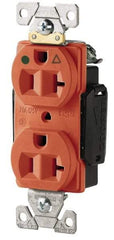 Cooper Wiring Devices - 125 VAC, 20 Amp, 5-20R NEMA Configuration, Orange, Hospital Grade, Isolated Ground Duplex Receptacle - 1 Phase, 2 Poles, 3 Wire, Flush Mount, Chemical, Heat and Impact Resistant - Industrial Tool & Supply