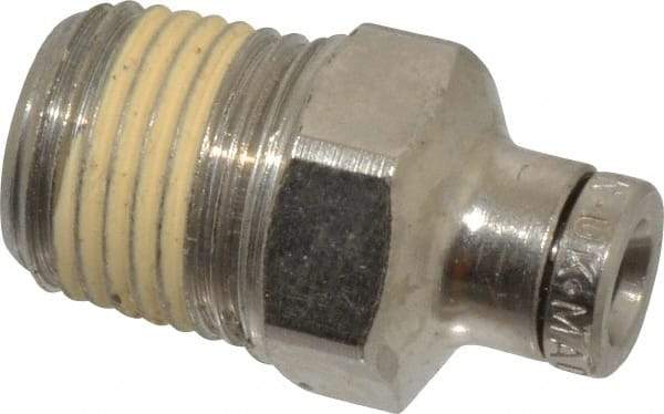 Norgren - 1/8 NPTF, Nickel Plated Brass Push-to-Connect Tube Male Connector - 260 Max psi, Tube to Male NPT Connection - Industrial Tool & Supply