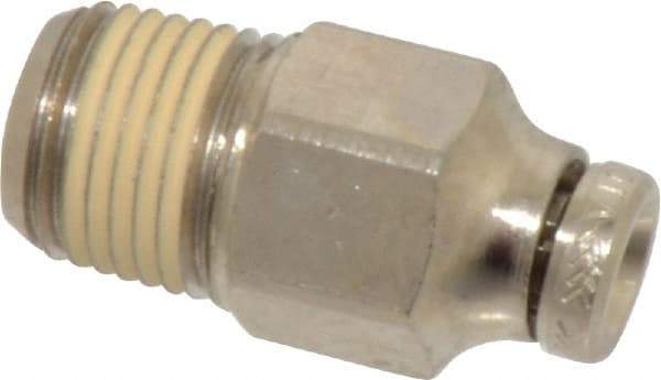Norgren - 5/32" Tube OD, 1/8 NPTF Nickel Plated Brass Push-to-Connect Tube Male Connector - Tube to Male NPT Connection, 260 Max psi - Industrial Tool & Supply