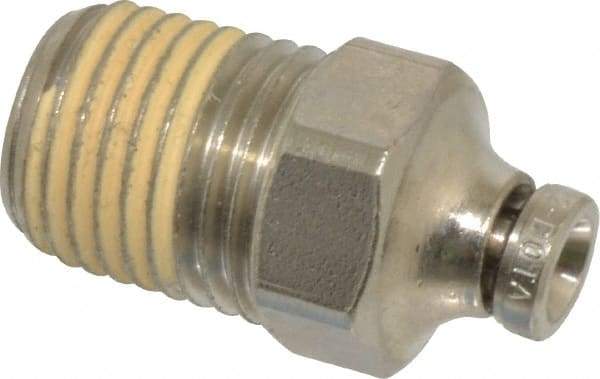 Norgren - 5/32" Tube OD, 1/4 NPTF Nickel Plated Brass Push-to-Connect Tube Male Connector - Tube to Male NPT Connection, 260 Max psi - Industrial Tool & Supply