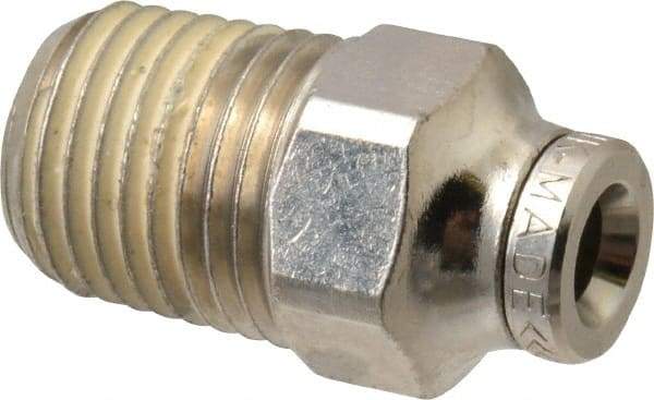 Norgren - 1/4 NPTF, Nickel Plated Brass Push-to-Connect Tube Male Connector - 260 Max psi, Tube to Male NPT Connection - Industrial Tool & Supply
