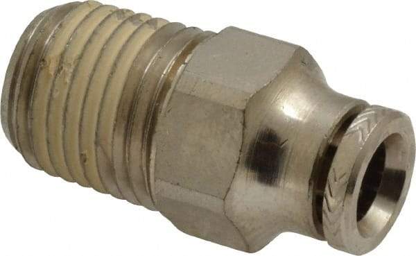 Norgren - 1/4 NPTF, Nickel Plated Brass Push-to-Connect Tube Male Connector - 260 Max psi, Tube to Male NPT Connection - Industrial Tool & Supply