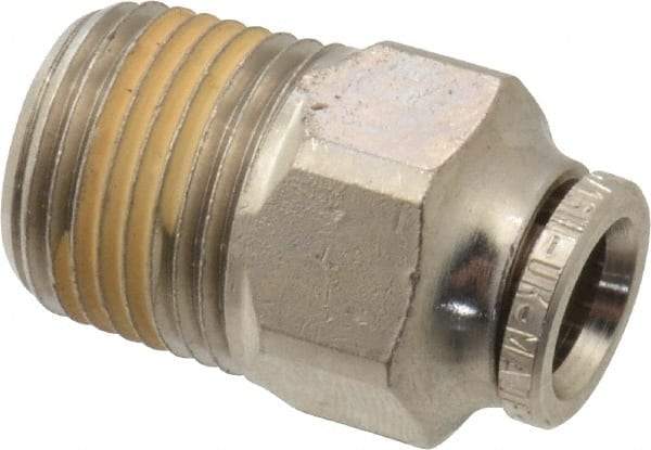 Norgren - 5/16" Tube OD, 3/8 NPTF Nickel Plated Brass Push-to-Connect Tube Male Connector - Tube to Male NPT Connection, 260 Max psi - Industrial Tool & Supply