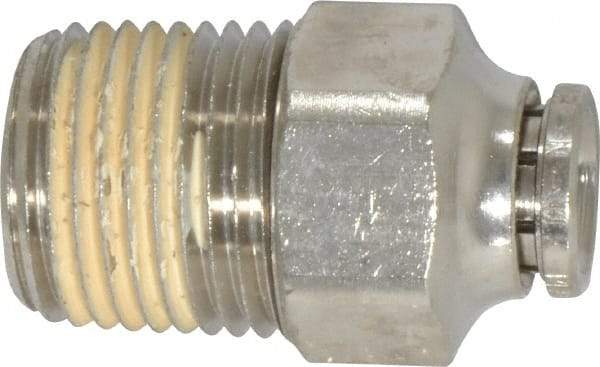 Norgren - 1/2 NPTF, Nickel Plated Brass Push-to-Connect Tube Male Connector - 260 Max psi, Tube to Male NPT Connection - Industrial Tool & Supply