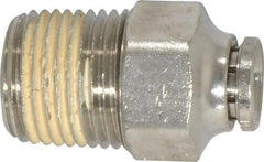Norgren - 1/2 NPTF, Nickel Plated Brass Push-to-Connect Tube Male Connector - 260 Max psi, Tube to Male NPT Connection - Industrial Tool & Supply