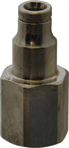 Norgren - 1/8 NPTF, Nickel Plated Brass Push-to-Connect Tube Female Connector - 260 Max psi, Tube to Male NPT Connection - Industrial Tool & Supply