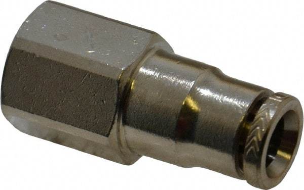 Norgren - 1/8 NPTF, Nickel Plated Brass Push-to-Connect Tube Female Connector - 260 Max psi, Tube to Male NPT Connection - Industrial Tool & Supply