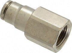 Norgren - 3/8 NPTF, Nickel Plated Brass Push-to-Connect Tube Female Connector - 260 Max psi, Tube to Male NPT Connection - Industrial Tool & Supply