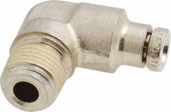 Norgren - 1/8 NPTF, Nickel Plated Brass Push-to-Connect Tube Male Elbow - 260 Max psi, Tube to Male NPT Connection - Industrial Tool & Supply