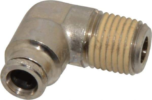 Norgren - 1/4 NPTF, Nickel Plated Brass Push-to-Connect Tube Male Elbow - 260 Max psi, Tube to Male NPT Connection - Industrial Tool & Supply