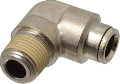 Norgren - 3/8 NPTF, Nickel Plated Brass Push-to-Connect Tube Male Elbow - 260 Max psi, Tube to Male NPT Connection - Industrial Tool & Supply