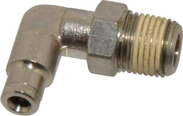 Norgren - 1/8 NPTF, Nickel Plated Brass Push-to-Connect Tube Male Swivel Elbow - 260 Max psi, Tube to Male NPT Connection - Industrial Tool & Supply
