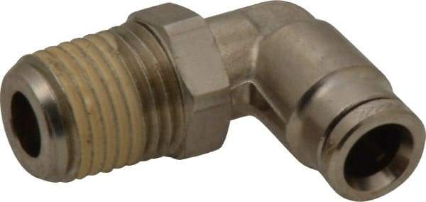 Norgren - 1/4 NPTF, Nickel Plated Brass Push-to-Connect Tube Male Swivel Elbow - 260 Max psi, Tube to Male NPT Connection - Industrial Tool & Supply