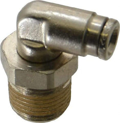 Norgren - 3/8 NPTF, Nickel Plated Brass Push-to-Connect Tube Male Swivel Elbow - 260 Max psi, Tube to Male NPT Connection - Industrial Tool & Supply