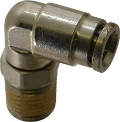 Norgren - 1/4 NPTF, Nickel Plated Brass Push-to-Connect Tube Male Swivel Elbow - 260 Max psi, Tube to Male NPT Connection - Industrial Tool & Supply