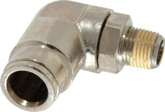 Norgren - 1/8 NPTF, Nickel Plated Brass Push-to-Connect Tube Male Swivel Elbow - 260 Max psi, Tube to Male NPT Connection - Industrial Tool & Supply