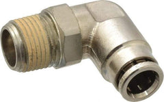 Norgren - 3/8 NPTF, Nickel Plated Brass Push-to-Connect Tube Male Swivel Elbow - 260 Max psi, Tube to Male NPT Connection - Industrial Tool & Supply