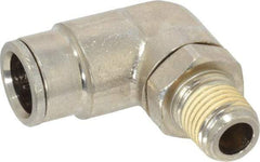 Norgren - 1/4 NPTF, Nickel Plated Brass Push-to-Connect Tube Male Swivel Elbow - 260 Max psi, Tube to Male NPT Connection - Industrial Tool & Supply