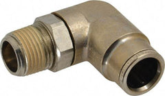 Norgren - 3/8 NPTF, Nickel Plated Brass Push-to-Connect Tube Male Swivel Elbow - 260 Max psi, Tube to Male NPT Connection - Industrial Tool & Supply