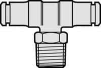 Norgren - 3/8 NPTF, Nickel Plated Brass Push-to-Connect Tube Male Swivel Branch Tee - 260 Max psi, Tube to Male NPT Connection - Industrial Tool & Supply