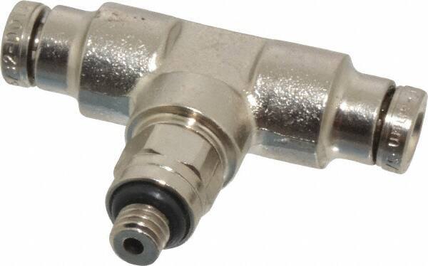 Norgren - 10-32 UNF, Nickel Plated Brass Push-to-Connect Tube Male Swivel Branch Tee - 260 Max psi, Tube to Male UNF Connection - Industrial Tool & Supply