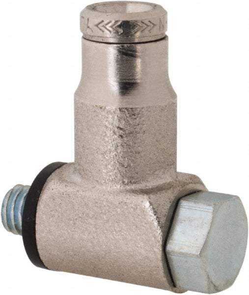 Norgren - 1/4 NPTF, Nickel Plated Brass Push-to-Connect Tube Male Swivel Branch Tee - 260 Max psi, Tube to Male NPT Connection - Industrial Tool & Supply