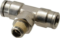 Norgren - 1/8 NPTF, Nickel Plated Brass Push-to-Connect Tube Male Swivel Branch Tee - 260 Max psi, Tube to Male NPT Connection - Industrial Tool & Supply