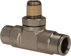 Norgren - 1/4 NPTF, Nickel Plated Brass Push-to-Connect Tube Male Swivel Branch Tee - 260 Max psi, Tube to Male NPT Connection - Industrial Tool & Supply