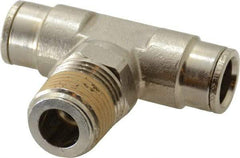 Norgren - 1/2 NPTF, Nickel Plated Brass Push-to-Connect Tube Male Swivel Branch Tee - 260 Max psi, Tube to Male NPT Connection - Industrial Tool & Supply