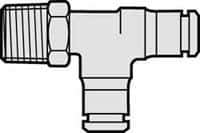 Norgren - 10-32 UNF, Nickel Plated Brass Push-to-Connect Male Swivel Run Tee - 260 Max psi, Tube to Male UNF Connection - Industrial Tool & Supply
