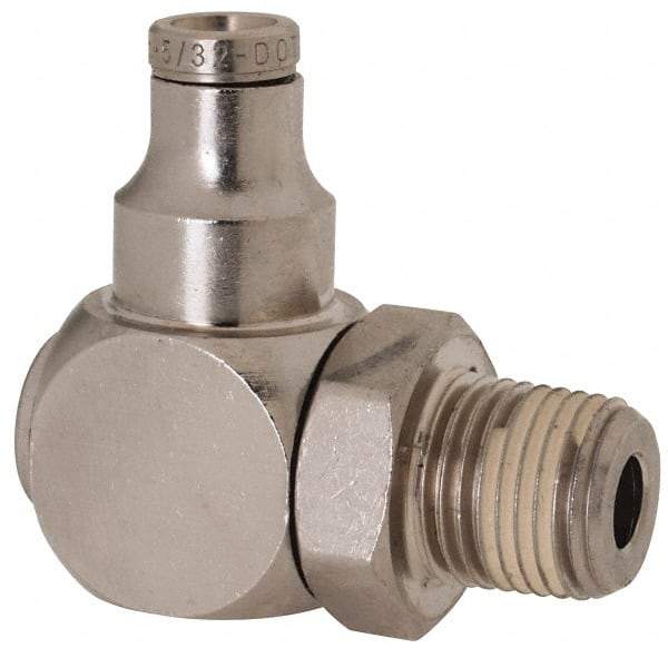Norgren - 1/8 NPTF, Nickel Plated Brass Push-to-Connect Tube Banjo Elbow - 260 Max psi, Tube to Male Connection - Industrial Tool & Supply