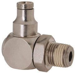 Norgren - 1/8 NPTF, Nickel Plated Brass Push-to-Connect Tube Banjo Elbow - 260 Max psi, Tube to Male Connection - Industrial Tool & Supply