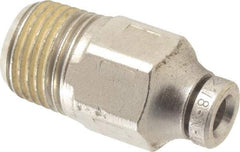 Norgren - 1/8" Outside Diam, 1/8 BSPT, Nickel Plated Brass Push-to-Connect Tube Male Connector - 260 Max psi, Tube to Male Connection - Industrial Tool & Supply