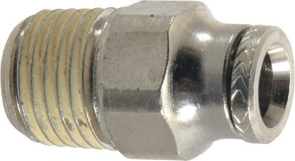 Norgren - 1/4" Outside Diam, 1/4 BSPT, Nickel Plated Brass Push-to-Connect Tube Male Connector - 260 Max psi, Tube to Male Connection - Industrial Tool & Supply