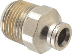 Norgren - 1/4" Outside Diam, 3/8 BSPT, Nickel Plated Brass Push-to-Connect Tube Male Connector - 260 Max psi, Tube to Male Connection - Industrial Tool & Supply