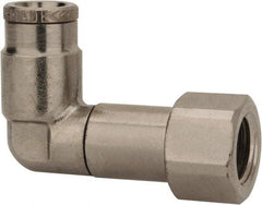 Norgren - 1/4" Outside Diam, 1/8 NPTF, Nickel Plated Brass Push-to-Connect Tube Female Swivel Elbow - 260 Max psi, Tube to Female NPT Connection - Industrial Tool & Supply