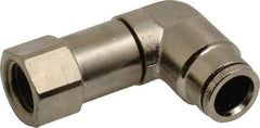 Norgren - 3/8" Outside Diam, 1/4 NPTF, Nickel Plated Brass Push-to-Connect Tube Female Swivel Elbow - 260 Max psi, Tube to Female NPT Connection - Industrial Tool & Supply